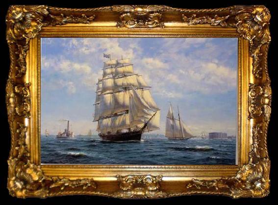 framed  unknow artist Seascape, boats, ships and warships. 15, ta009-2